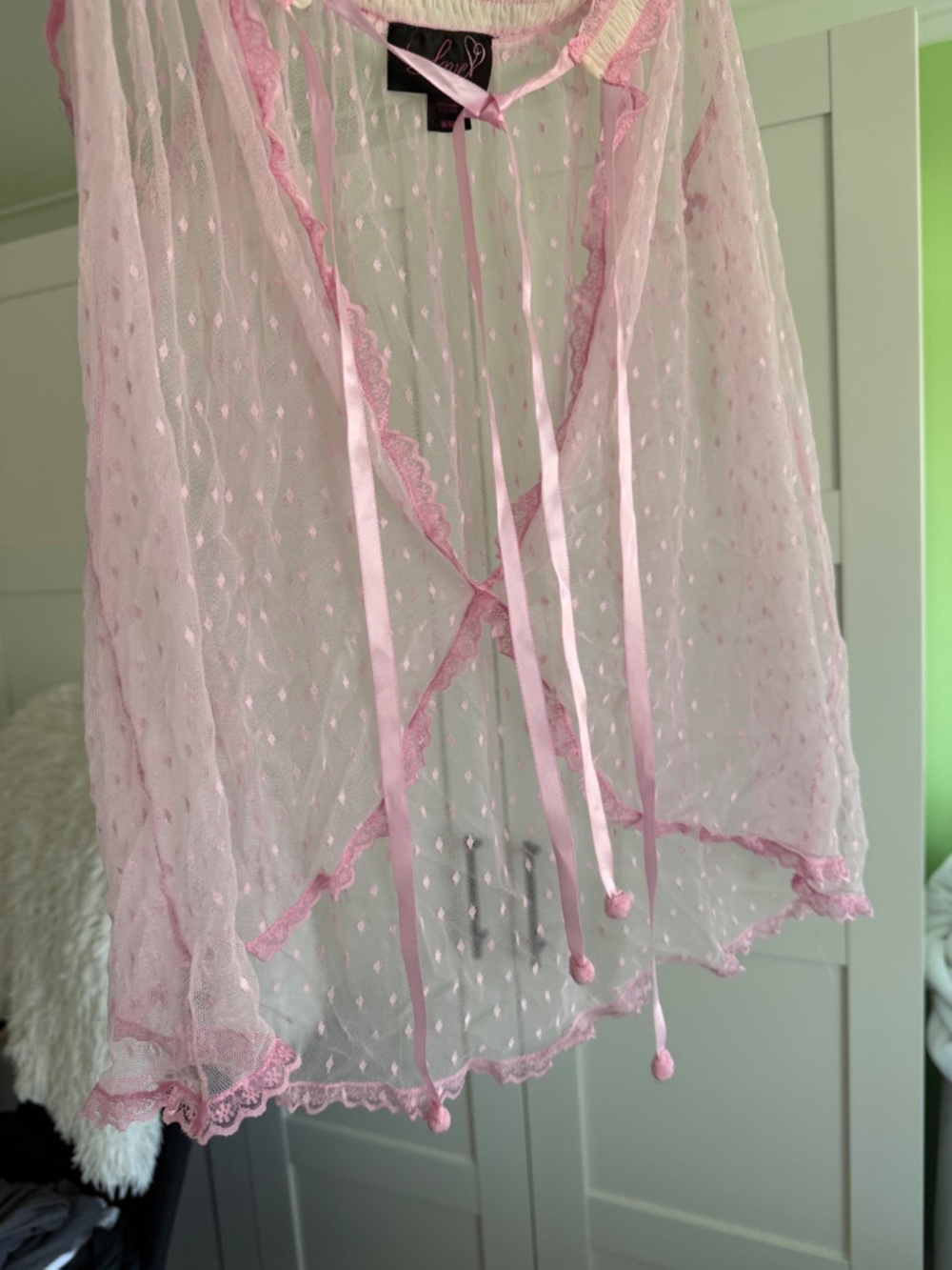 La SENZA pink ruffled polka-dot lace lingerie slip - Picture 3 of 9
